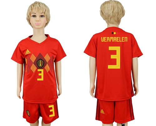Belgium #3 Vermaelen Red Home Kid Soccer Country Jersey - Click Image to Close